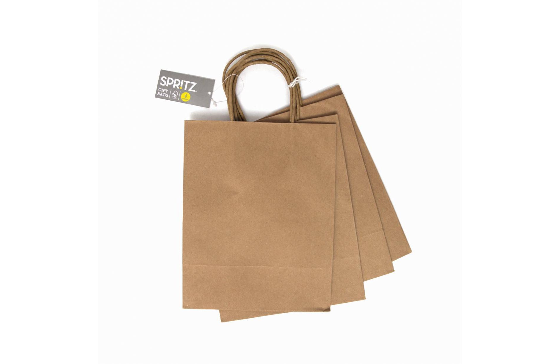 4pk Small Kraft Gift Bags Natural - Spritz™