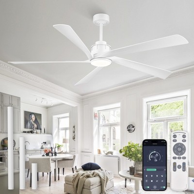 Arceso 64 Inch Ceiling Fans with Lights and Remote, Smart Ceiling Fan with APP Control, Reversible DC Motor,Dimmable, 5 ABS Blades, Indoor/Outdoor