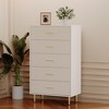 5 Drawer Dresser, Tall Narrow Chest of Drawers, Wooden Skinny Dresser with Gold Metal Handles and Legs - 2 of 4