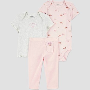 Carter's Just One You® Baby Girls' 3pc Farm Horse Bodysuit Set - Pink - 1 of 4