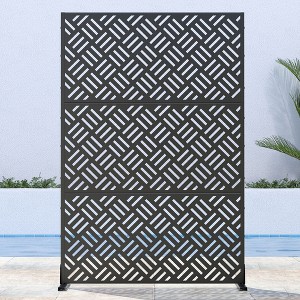 PexFix 72 in. x 47 in. Outdoor Privacy Rectangle Screen Galvanized Steel Panel Divider in Black - 1 of 4