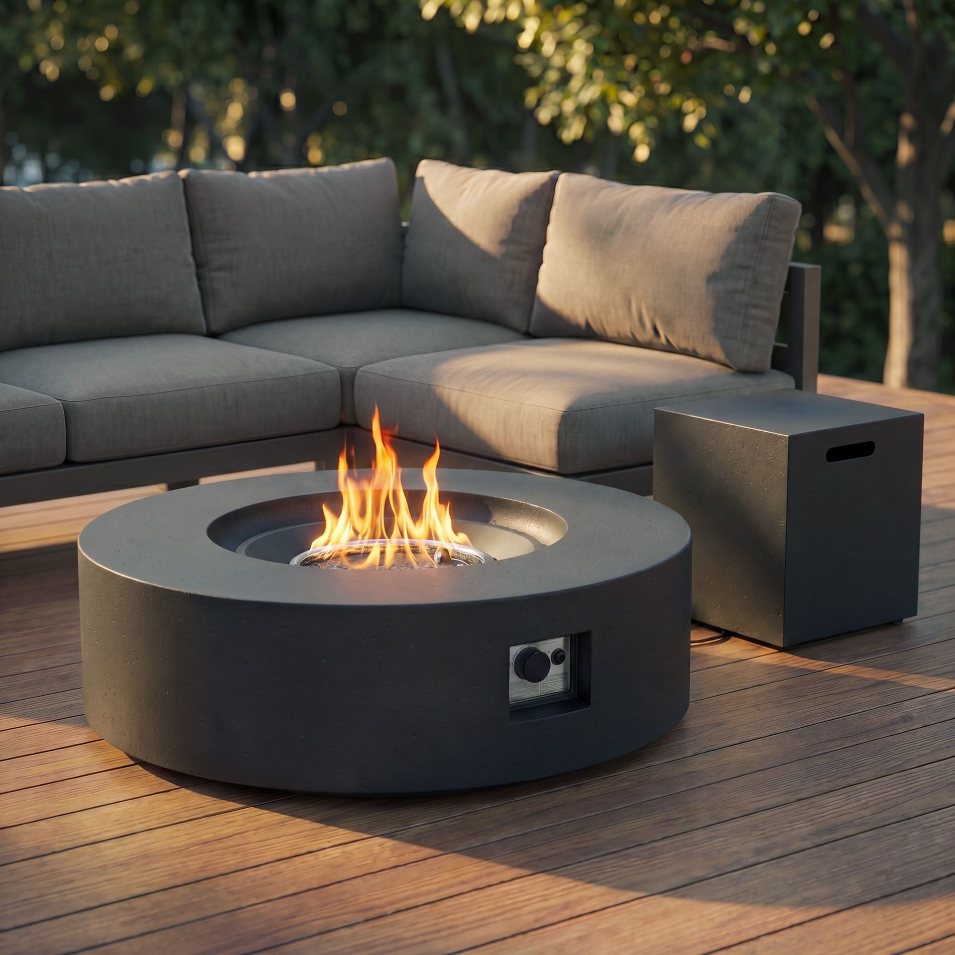 48 Inch Outdoor Propane Fire Table, Elegant Patio Fire Pit for Backyard, Standard