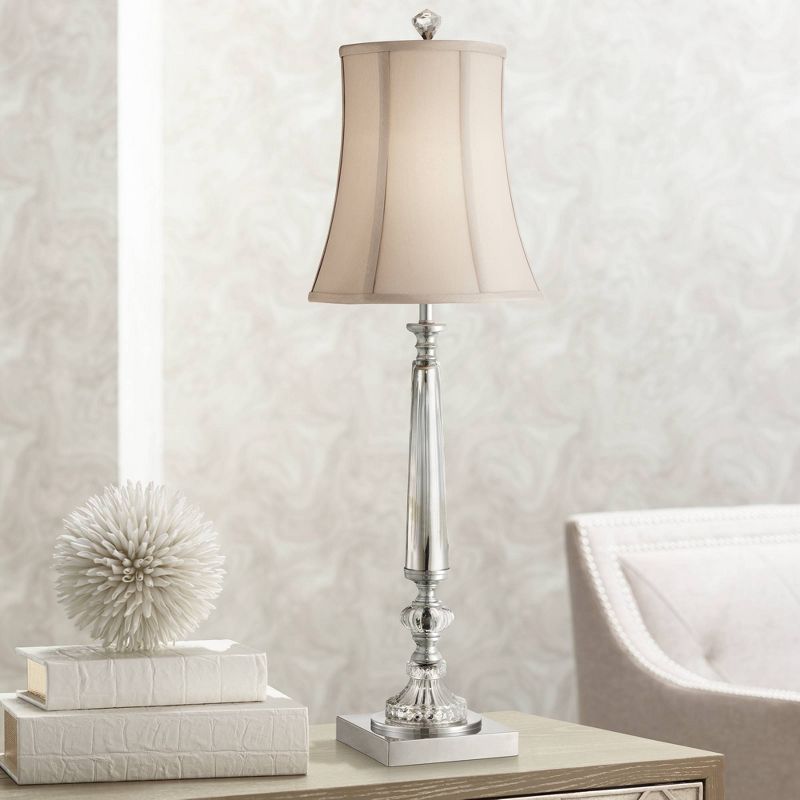 Vienna Full Spectrum Belardo Traditional Buffet Table Lamp 32" Tall Clear Crystal Taupe Bell Shade for Bedroom Living Room Bedside Nightstand Office, 2 of 10