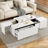 Modern Center Coffee Table with High-Gloss Finish,Extendable Coffee Table with 2 Storage Spaces and 2 Drawers for Living Room-Maison Boucle - 2 of 4
