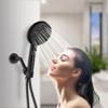 Cobbe High Pressure 9 Functions Shower Head with handheld, Built-in Power Spray, Stainless Steel Hose Adjustable Bracket, Matte Black - 2 of 4