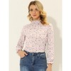 Allegra K Women's Boho Vintage Ruffled Neck Keyhole Back Floral Blouse - 2 of 4