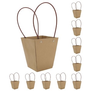 Unique Bargains Floral Bouquet Bag with Handle for Birthday Wedding Christmas Yellowish Brown 10 Pcs - 1 of 4