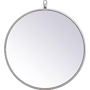 Elegant Lighting Metal frame round mirror with decorative hook 18 inch in Silver - 1 of 4