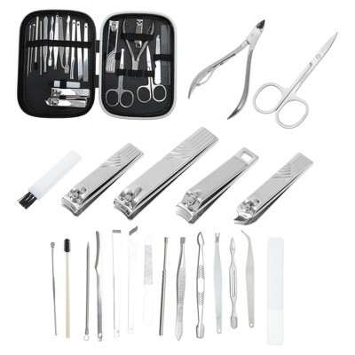 Unique Bargains Portable Nail Clipper Kit Silver Tone 22-piece Set