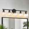 DORESshop 31 in. 5-Light Bathroom Vanity Light Fixtures Over Mirror, Black Bathroom Light Fixtures with Clear Globe Glass Shades - 3 of 4