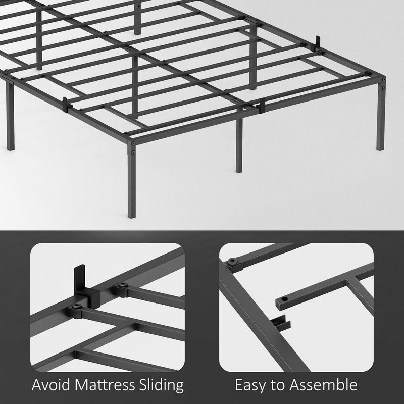 Whizmax Queen Metal Platform Bed Frame with Sturdy Steel Bed Slats, No Box Spring Needed, Black, 4 of 9