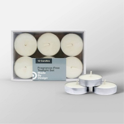 3.1" x 1.5" 12pk Unscented Tealight Candle Set Cream - Made By Design™