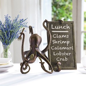 SPI Home Octopus Chef Menu Board – 13" Nautical Aluminum Kitchen Sign, Coastal Marine-Inspired Decorative Menu or Note Holder - 1 of 3