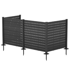 Kozyard 50" W x 48" H Outdoor Privacy Screens Aluminum Post Framed Flat Fence Panels Kit for AC Trash Can Storage - 1 of 4