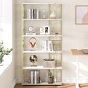 Gold Bookshelf Modern Bookcase 70"in Standing Shelf White Gold Storage Rack - image 2 of 4