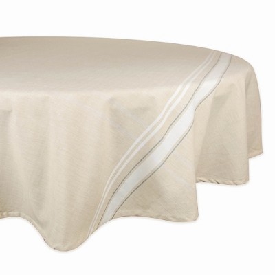 70"R Nautical French Stripe Tablecloth White - Design Imports