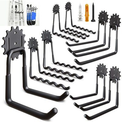 Munora 9-Piece Heavy Duty Garage Wall Hooks with Reinforced Solder Points - 5 Multi-Size Hooks, Hardware Included