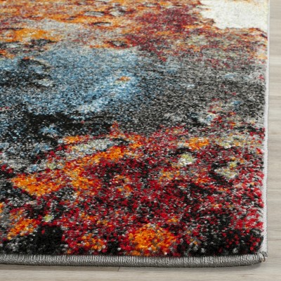 Blue and Multicolor Abstract Synthetic Area Rug, 2'7" x 5'