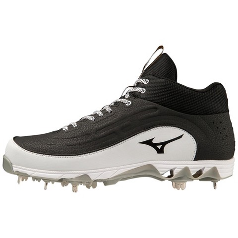 Mizuno 9-Spike® Ambition 3 Mid Men's Metal Baseball Cleat, Spike, 8, Black-White