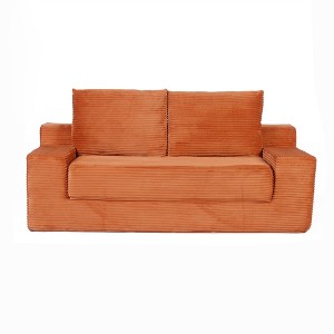XINGHANZHENXUAN Corduroy Loveseat Sofa Bed with Pillows, 600lb Capacity No-Assembly Sofa for Living Room & Bedroom - 1 of 4