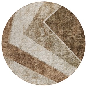 Brown And Beige Geometric Washable Indoor Outdoor Area Rug - 1 of 4