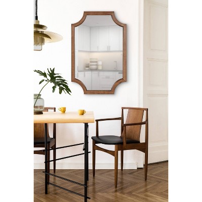 Rustic Brown Scalloped Rectangular Wood Wall Mirror