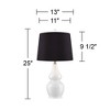 360 Lighting Jane Modern Table Lamps 25" High Set of 2 White Ceramic Black Faux Silk Drum Shade for Bedroom Living Room Home Bedside Nightstand Office - 4 of 4