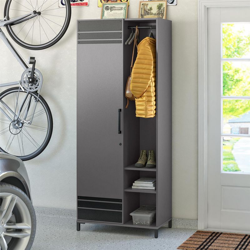 Shelby Tall Garage Storage Cabinet with 1 Door and Hang Rod, Graphite, 3 of 5