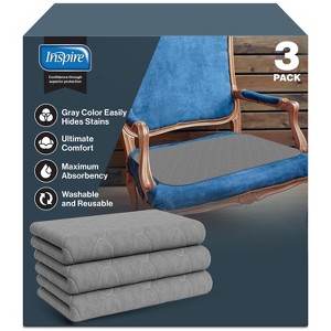 Inspire Underpads | Stain Hiding Gray - Reusable Incontinence Bed Pads Waterproof Mattress Pad    (18 X 24 - 3 Pack) - 1 of 4