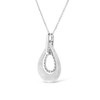 Haus of Brilliance Silver Prong-Set Diamond Accent Fashion Double Drop Design Pendant Necklace - 4 of 4