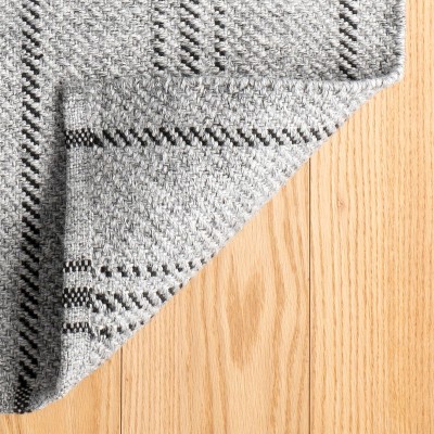 Gray and Black Striped Wool-Blend 2' x 3' Rug