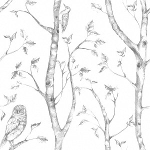 NuWallpaper Woods Peel & Stick Wallpaper Gray: Removable Vinyl, Self-Adhesive Botanical Tree Pattern, Washable, 30.75 Sq Ft Coverage - 1 of 4