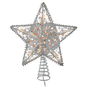 Kurt Adler 10-Inch 20-Light Silver Star Tree Topper - 1 of 4