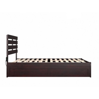 Espresso Queen Platform Bed with Twin XL Trundle and Storage Drawers