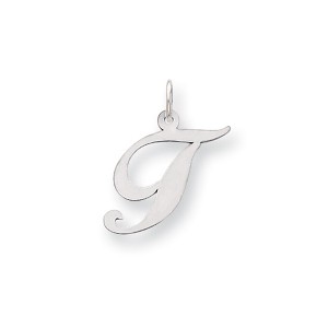 Black Bow Jewelry 14k White Gold, Ella Collection, LG Fancy Script Initial Pendant A-W - 1 of 4
