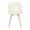 Homy Casa Modern Upholstered Dining Chairs with Quilted Back & Wood-Grain Metal Legs, Set of 2, Biscuit - 4 of 4
