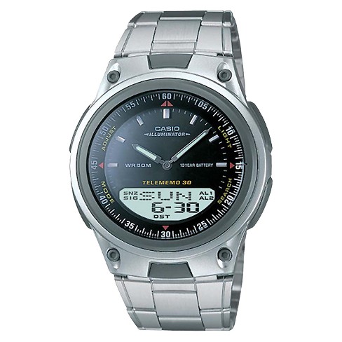 Men's Casio Bracelet Watch With World Time - Silver (ae1200whd-1a) : Target