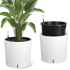 ODK Tall Round Planter Set of 2, 19.5” H x 19.9” Dia Large Planters for Indoor Plants with Built-in Drainage and a Water Level Monitor for Patio - 1 of 4