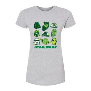 Women's - Star Wars - St. Patricks Day Green Grid Juniors Fitted Graphic T-Shirt - 1 of 3