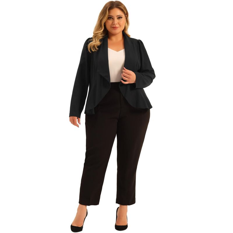 Agnes Orinda Women's Plus Size Ruffle Front Work Long Sleeve Cardigans Jackets, 3 of 6
