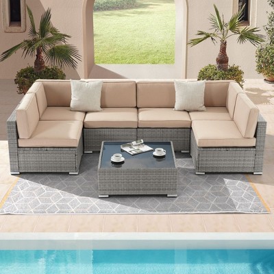 Sonkuki 7-Piece Patio Conversation Sofa Set