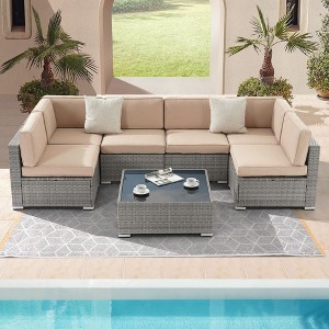 Sonkuki 7-Piece Patio Conversation Sofa Set - 1 of 4