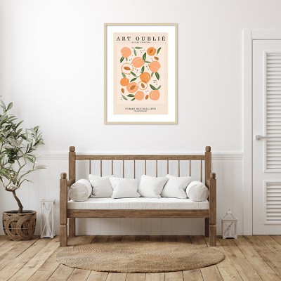 Peachy Botanical Minimalist 30"x41" Wood Framed Wall Art