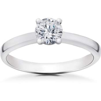 Pompeii3 1/2 ct Lab Created Diamond Elizabeth Solitaire Engagement Ring 14k White Gold