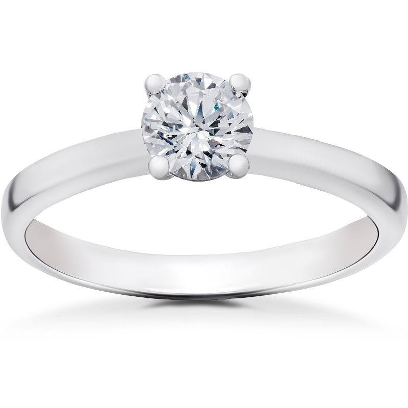 Pompeii3 1/2 ct Lab Created Diamond Elizabeth Solitaire Engagement Ring 14k White Gold, 1 of 5
