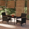 vidaXL 3 Piece Patio Dining Set with Cushions Black - 31.5" Table Length 2 Items - 2 of 4