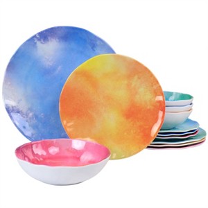 Spice by Tia Mowry Cinnamon Twist 12 Piece Melamine Dinnerware Set in Assorted Colors - 1 of 4