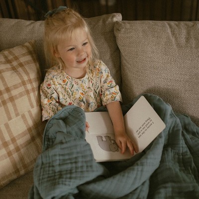 Blue Cotton Muslin Blanket for Toddler Boys