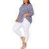 Agnes Orinda Women's Plus Size Floral Retro Keyhole Neck Lantern Summer Babydoll Blouses - 2 of 4