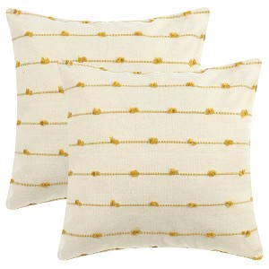 Unique Bargains Modern Farmhouse Decorative Neutral Striped Boho Throw Pillow Covers Square 2 Pcs - 1 of 4